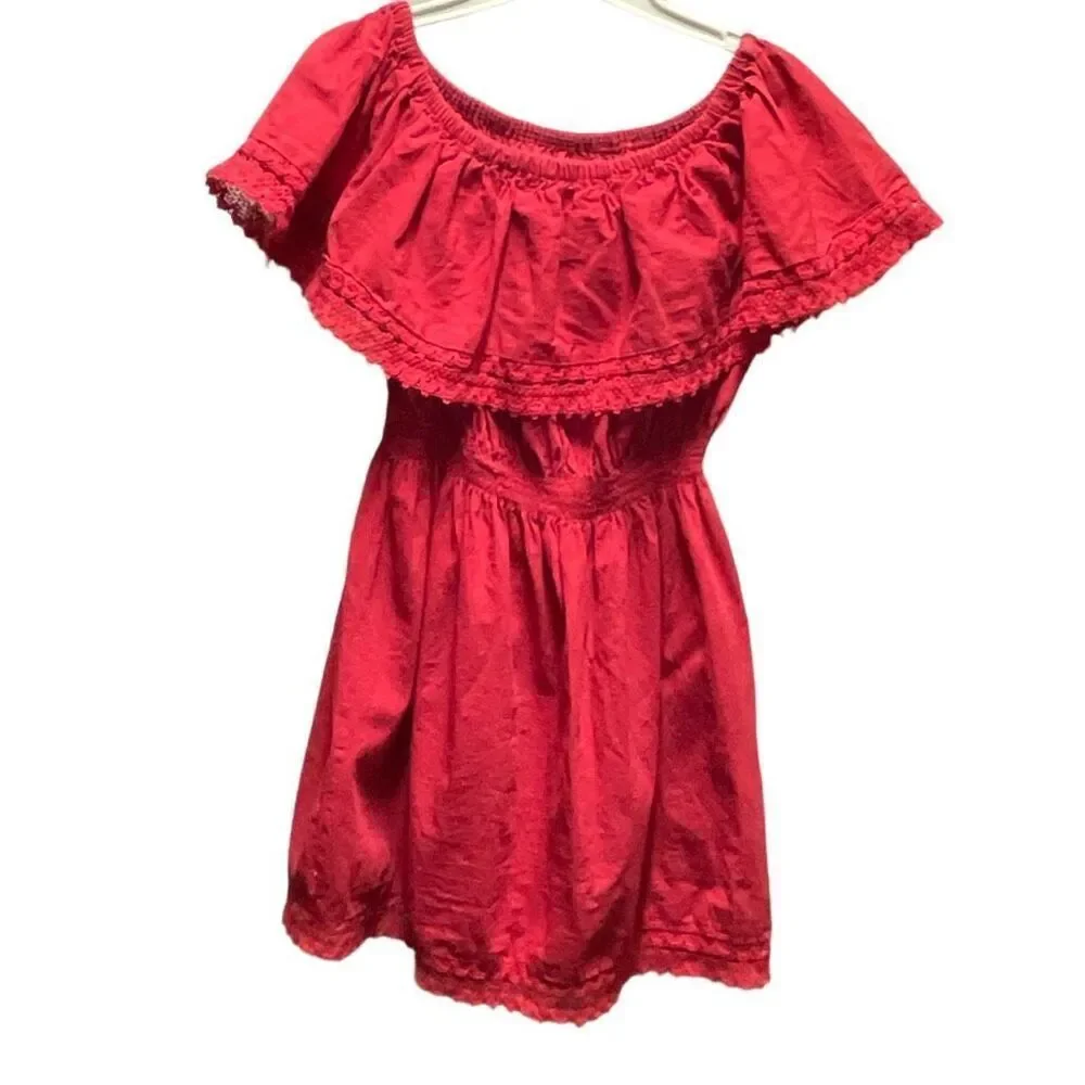 Mexican embroidered dress Campesino/ peasant dress off shoulders size XS